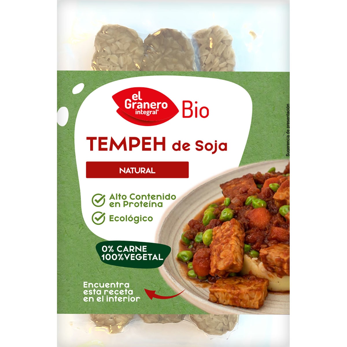 Bio tempeh natural de soja 100 vegetal ecológico envase 170 g · EL