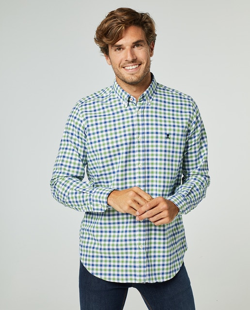 regular fit light green checked shirt 