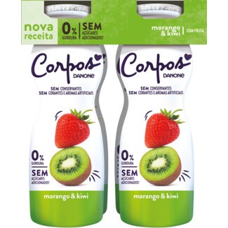 Corpos Danone Iogurte Líquido Magro de Morango e Kiwi Pack 4 unidades embalagem 155 g