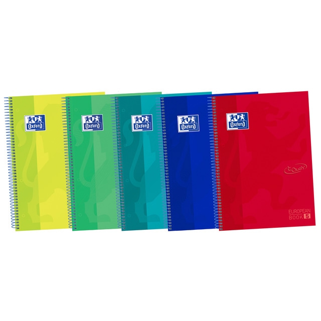 Cuaderno Microperforado Europeanbook5 A4+ Touch Tapa Extradura 120 Hojas Cuadrícula 5x5 Oxford Colores Vivos.