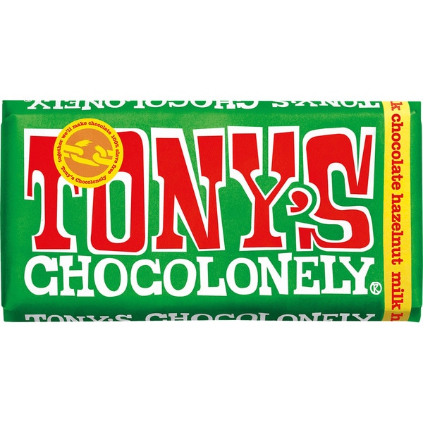 TONY'S CHOCOLONELY chocolate con leche y avellanas tableta 180 g