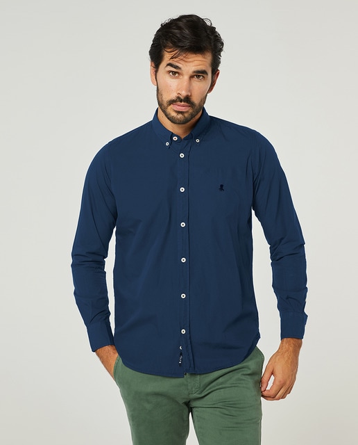 plain navy blue shirt