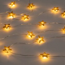 Guirlande d'étoiles dorées brillantes avec 20 ampoules LED Noël El Corte Inglés