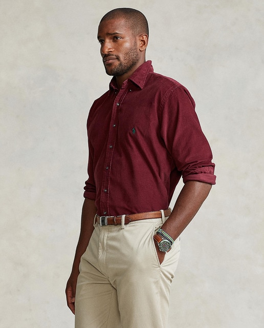 classic-fit plain burgundy shirt 