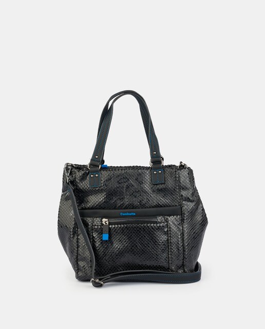 black zip up handbag