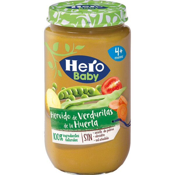 HERO BABY tarrito de hervido de verduritas de la huerta sin gluten desde 4 meses envase 235 g