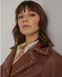 Women's leather biker jacket with studs · Women's fashion · El Corte Inglés