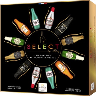 ABTEY Miniflaschen aus dunkler Schokolade mit Premium-Likör Karton 155 g