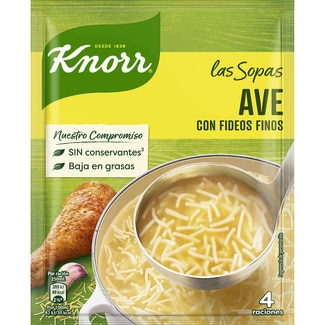 KNORR sopa de ave con fideos finos sobre 61 g