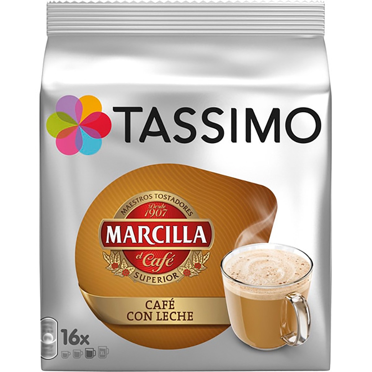 Tassimo - Bolsa De 16 Cápsulas Tassimo Marcilla Café Con Leche.