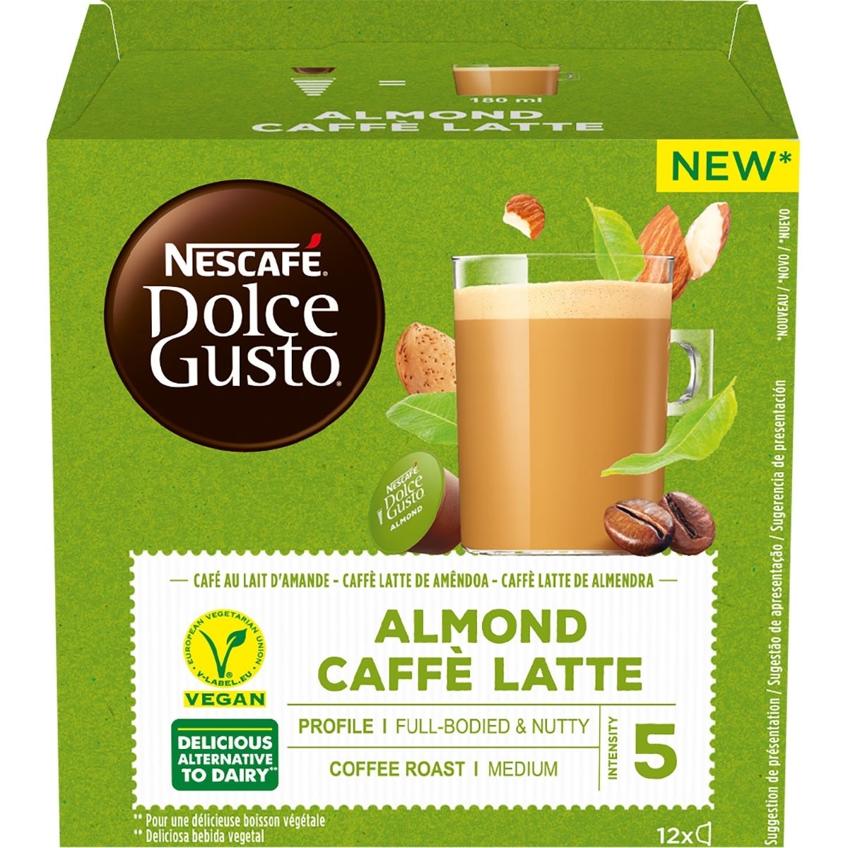 Nescafe Dolce Gusto - Estuche 12 Cápsulas Nescafe Dolce Gusto Café Con Leche De Almendras Intensidad 5.