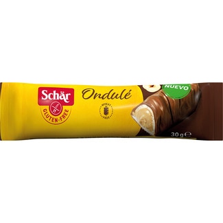 SCHAR Ondulé Riegel gefüllt mit Haselnusscreme und mit Schokoladenüberzug glutenfrei Behälter 30 g