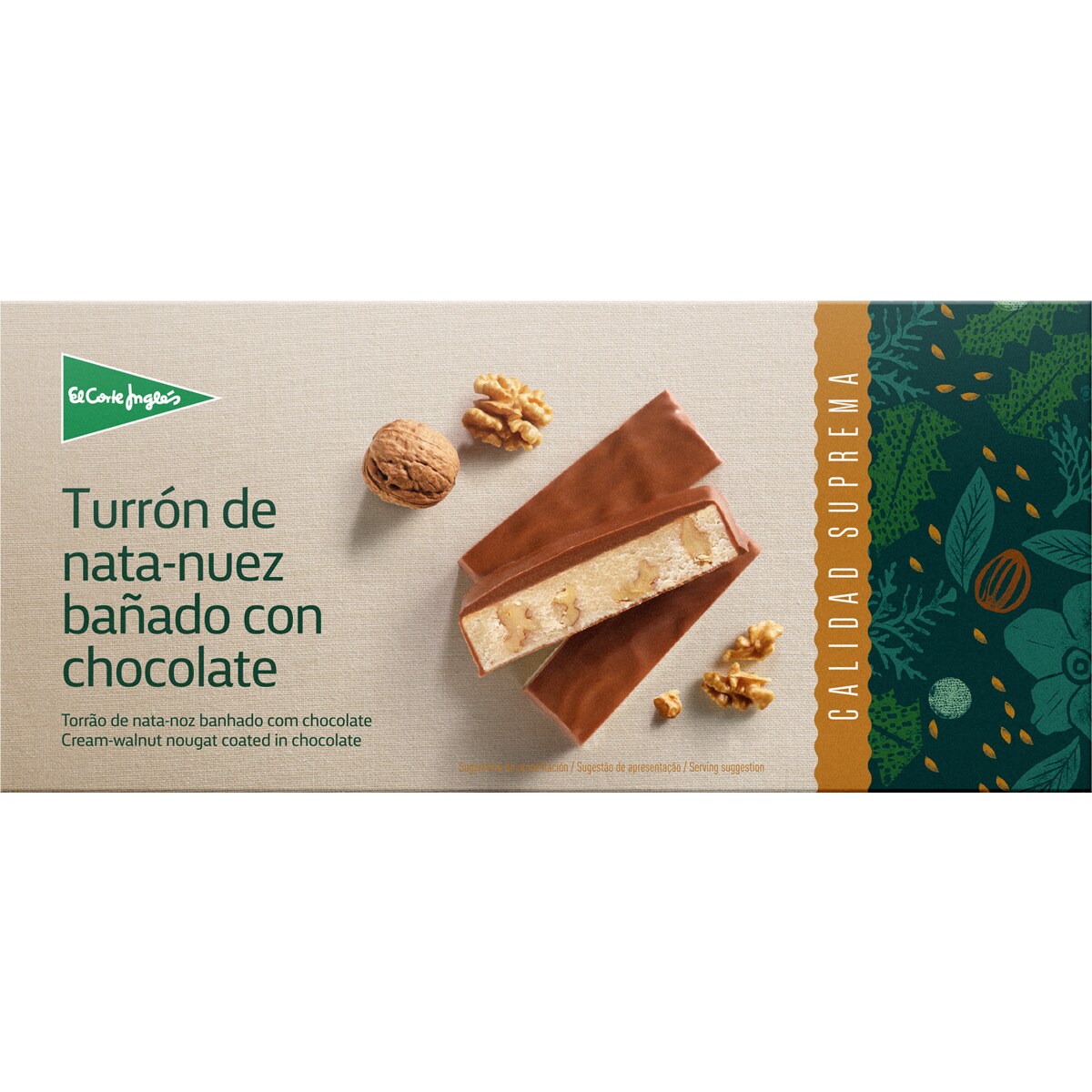 Supreme Quality chocolatecovered cream and walnut nougat case 300 g · EL CORTE INGLES