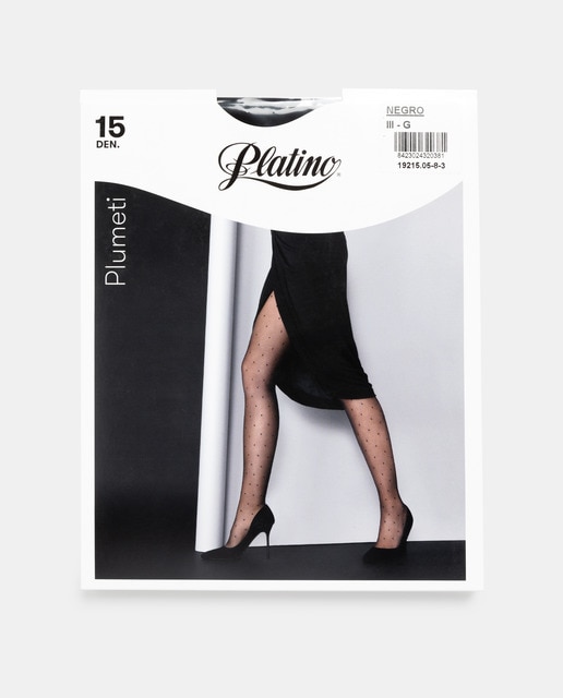 Panty 15 Deniers Platino con plumeti