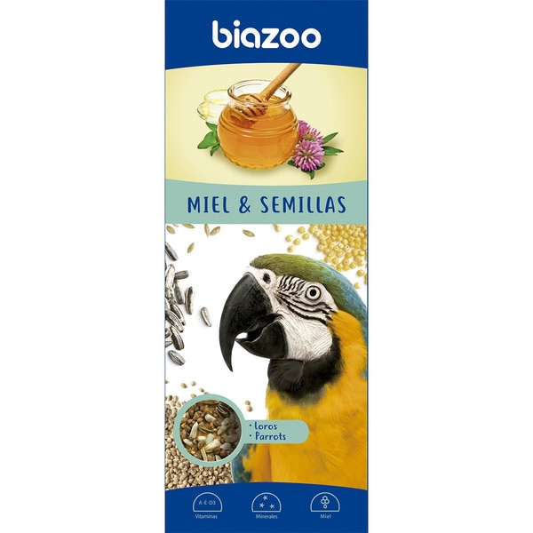 barritas para loros con miel y semillas envase 2 unidades