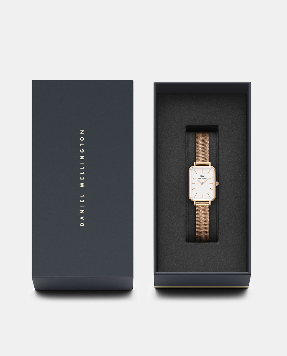 Relógio Quadro DW00100431 de Malha de Aço - Dourado Rosa Rosa-2