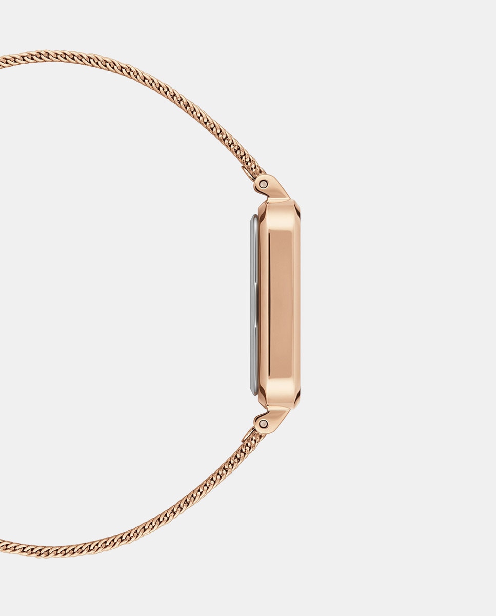 Relógio Quadro DW00100431 de Malha de Aço - Dourado Rosa Rosa-5