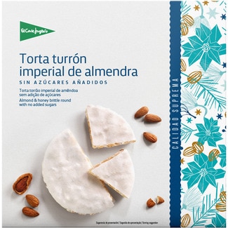 EL CORTE INGLES torta de turrón imperial de almendra sin azúcares añadidos Calidad Suprema estuche 200 g