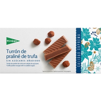 EL CORTE INGLES turrón praliné de trufa sin azúcares añadidos Sin Gluten Calidad Suprema estuche 200 g