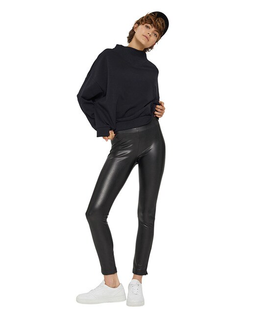 Women's plain faux leather leggings 