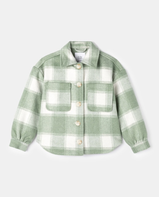 Girls' green checked overshirt 