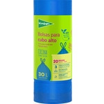 bolsas de basura con autocierre azul 50x75cm 30 litros rollo 20 unidades