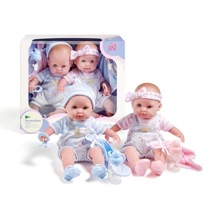 Muñecos bebé niño y niña con ropita y accesorios Hermanitos 