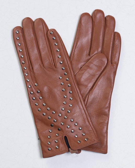 Guantes piel tachuelas