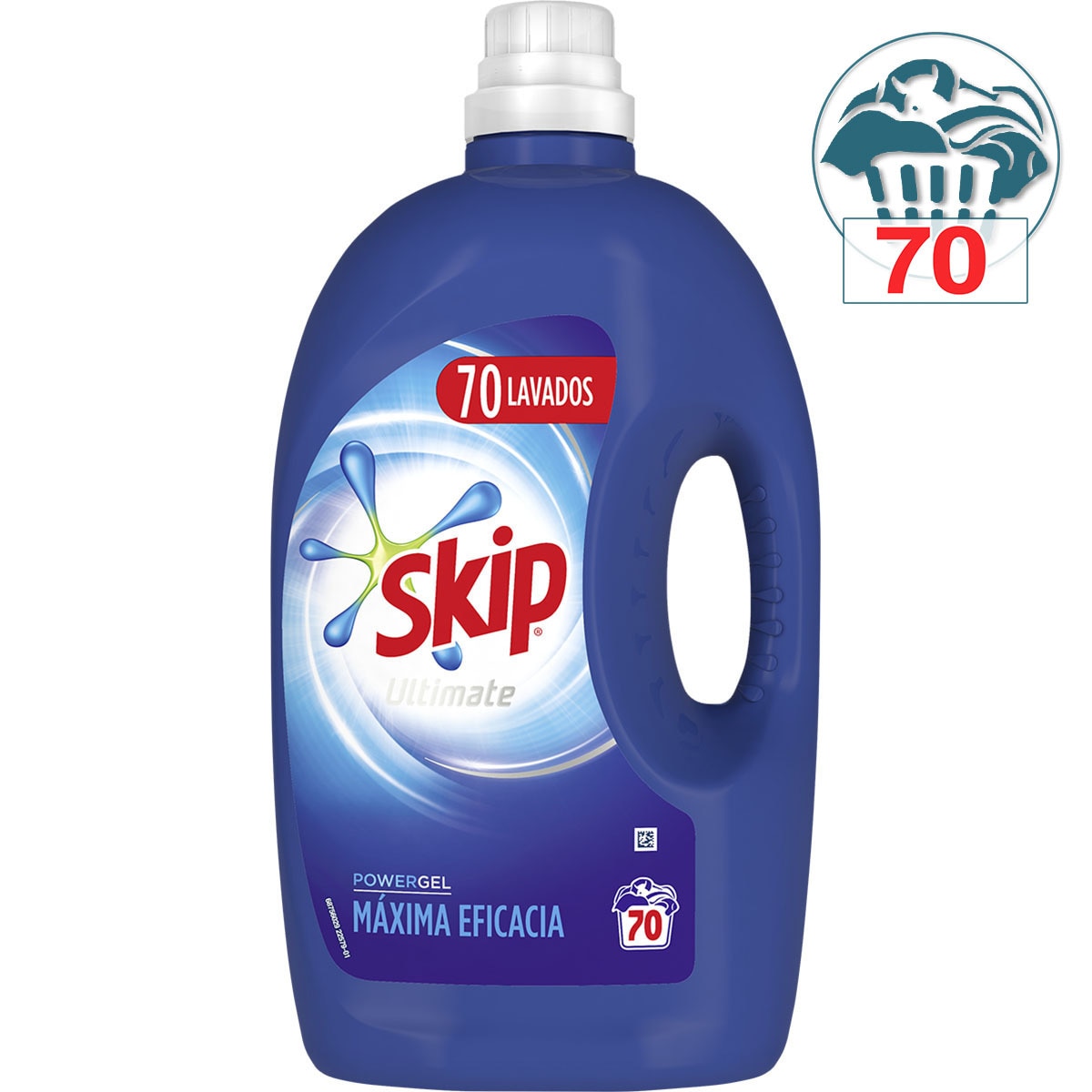 Ultimate Power Gel maximum efficiency washing machine liquid detergent bottle 70 dose · SKIP