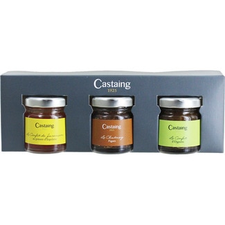 CASTAING Fig, onion and pepper chutney Presentation box of 3 little jars 30 g