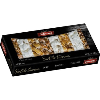 DELAVIUDA Supreme Quality selection of nougat pieces (hard, nut brittle, caramel) case 200 g