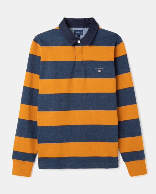 green striped long sleeve rugby shirt