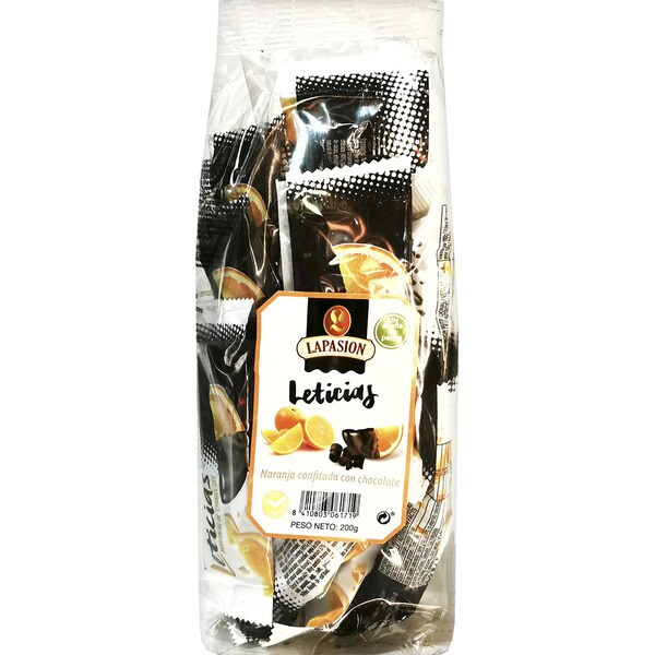 LA PASION Leticias naranjas confitadas con chocolate bolsa 200 g
