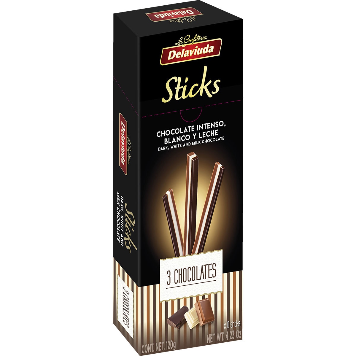 Turron Sticks sticks de turrón de 3 chocolates intenso, blanco y leche estuche 120 g ...