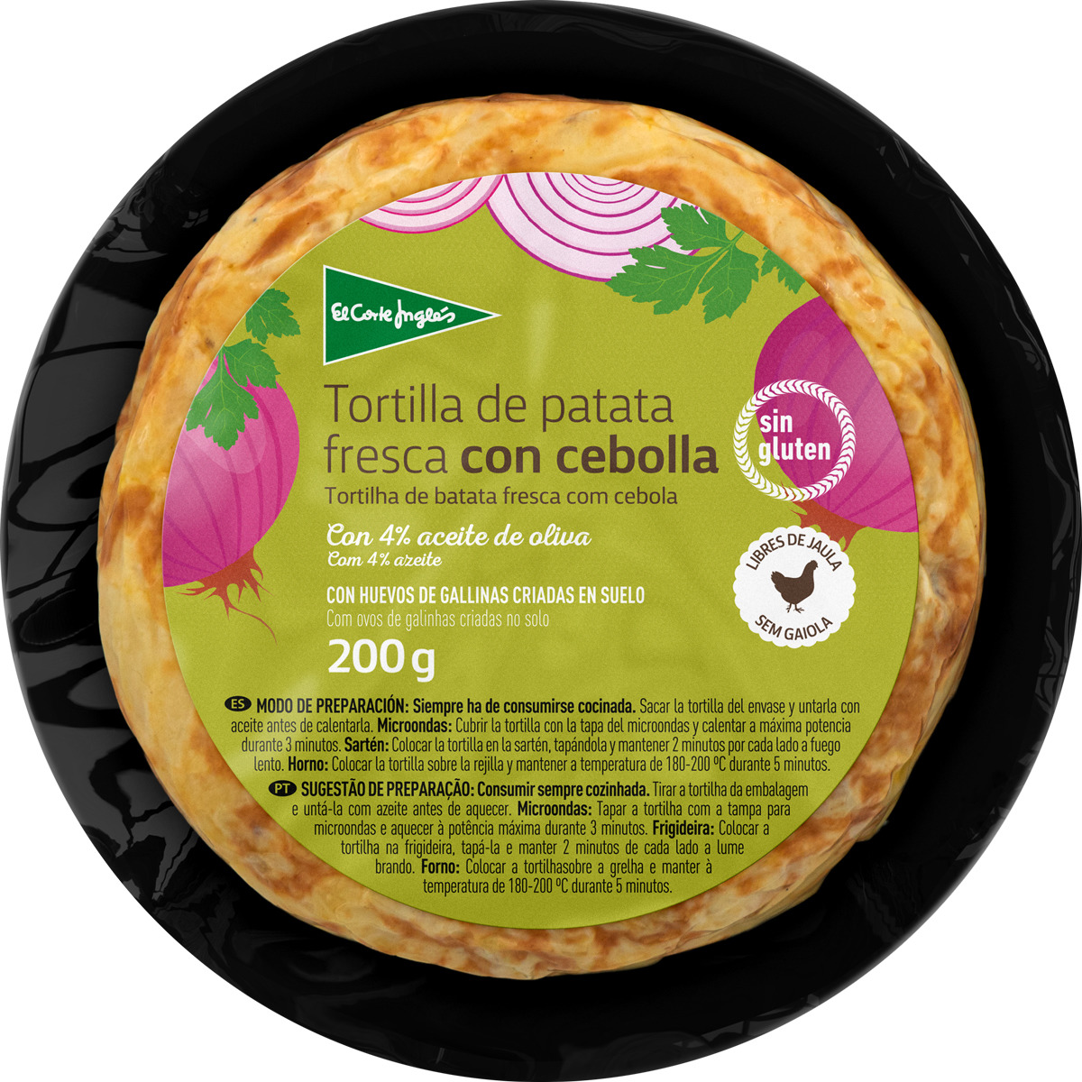 Mini tortilla de patata fresca con cebolla sin gluten 2 raciones envase