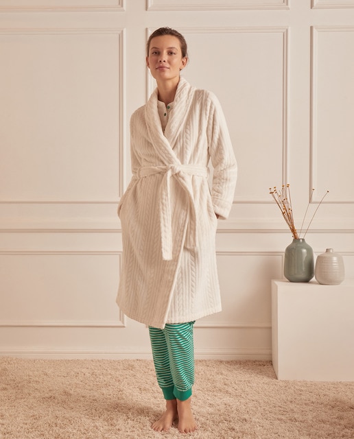Women's short dressing gown with tie 