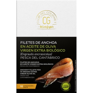 CLUB DEL GOURMET Bay of Biscay anchovy fillets in premium organic olive oil 10 units tin 120 g