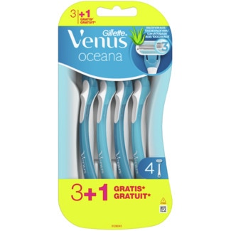 Gillette Venus Oceana Máquina Depilatória com um Toque de Aloe Vera embalagem 4 unidades