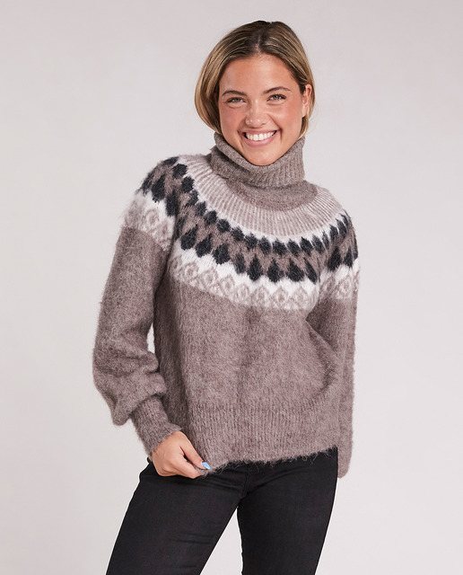 Jersey de cuello vuelto de mujer manta larga