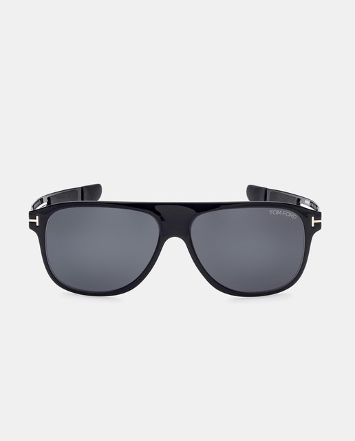Gafas de sol aviador en negro con varillas troqueladas
