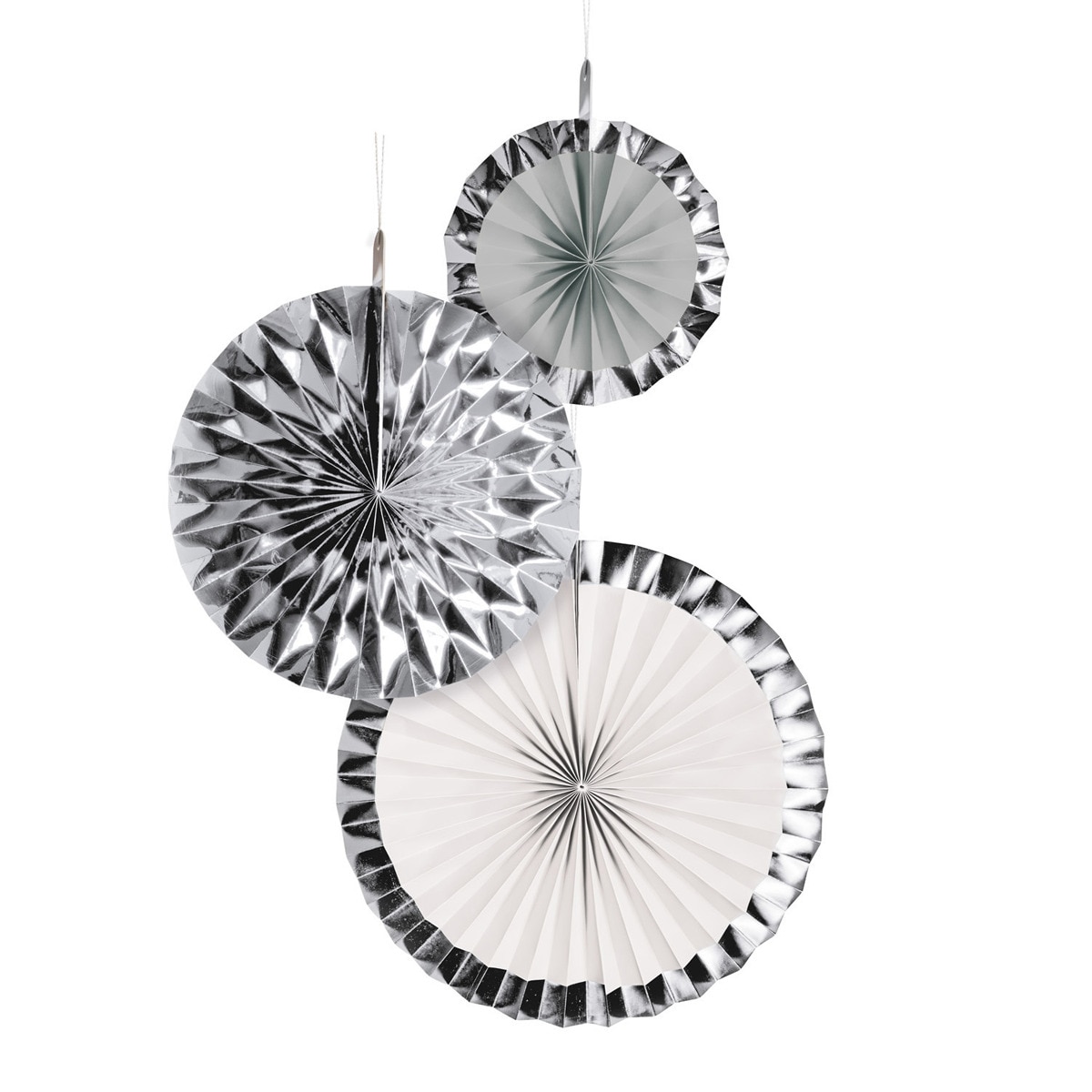 Liragram - Pack de 3 Abanicos Decoracion Papel Plata 18Cmx30Cmx38 Cm Liragram.