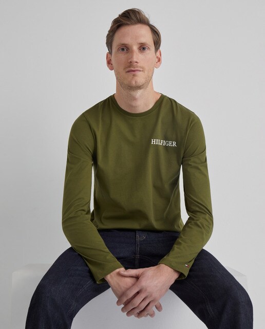 Men's green long-sleeve organic cotton 