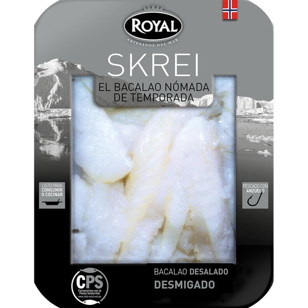 ROYAL Skrei bacalao desalado desmigado bandeja 250 g