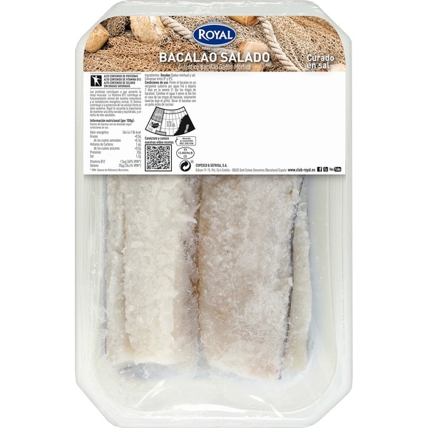 ROYAL lomos cortos de bacalao salado envase 500 g