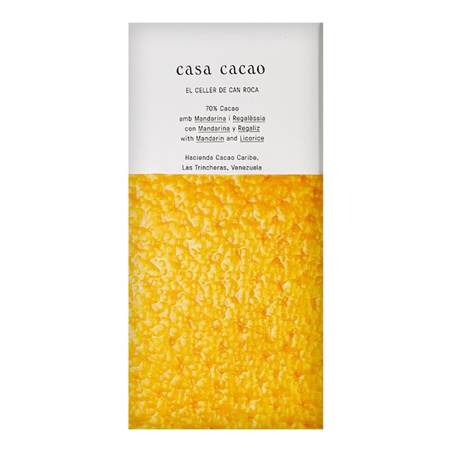 Tableta de chocolate negro 70% con mandarina y regaliz Casa Cacao El Celler de Can Roca