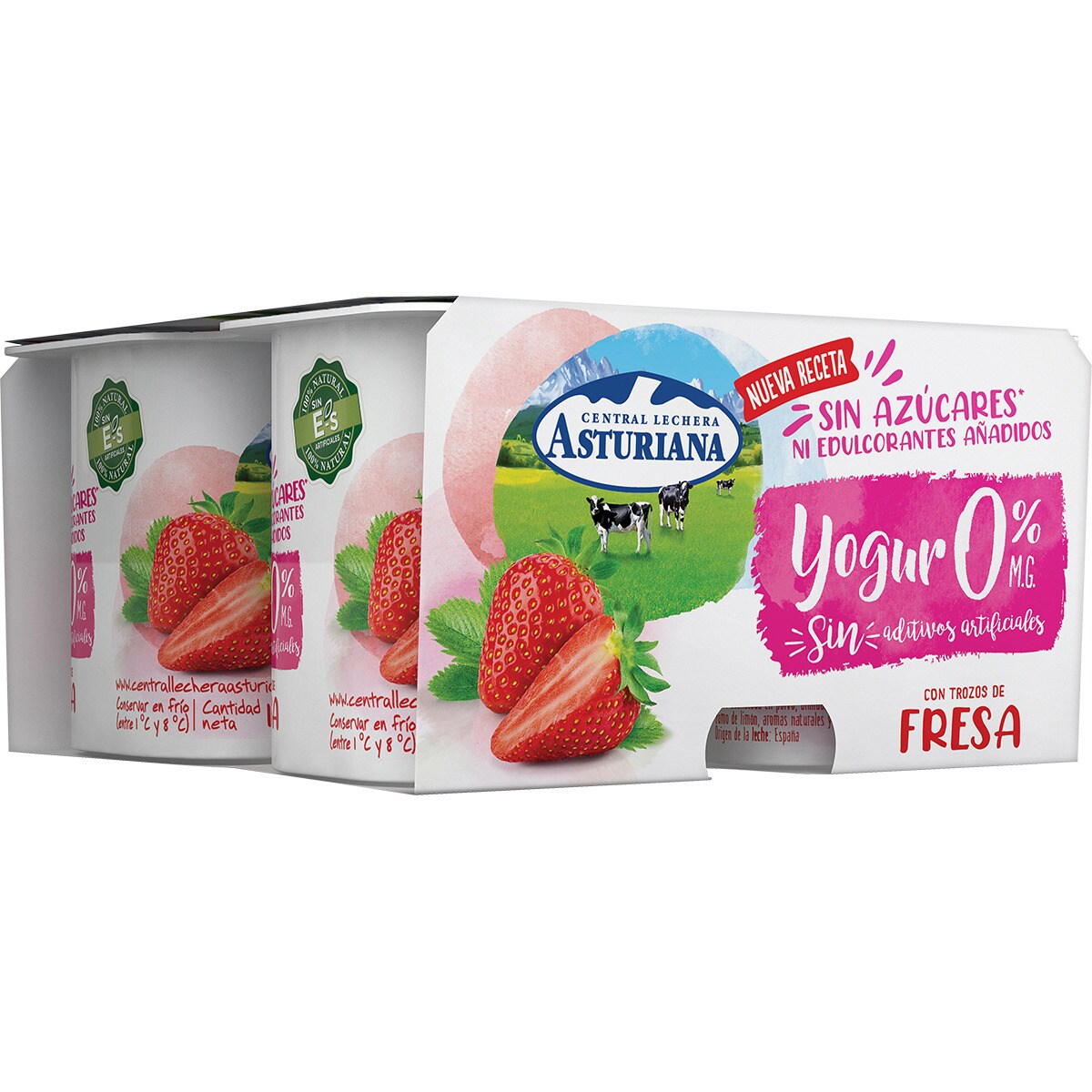 Yogur Con Trozos De Fresa Desnatado 0% M.g. Sin Azúcares Añadidos Sin ...