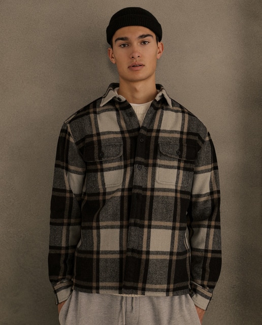 Men's brown checked overshirt · Men's 