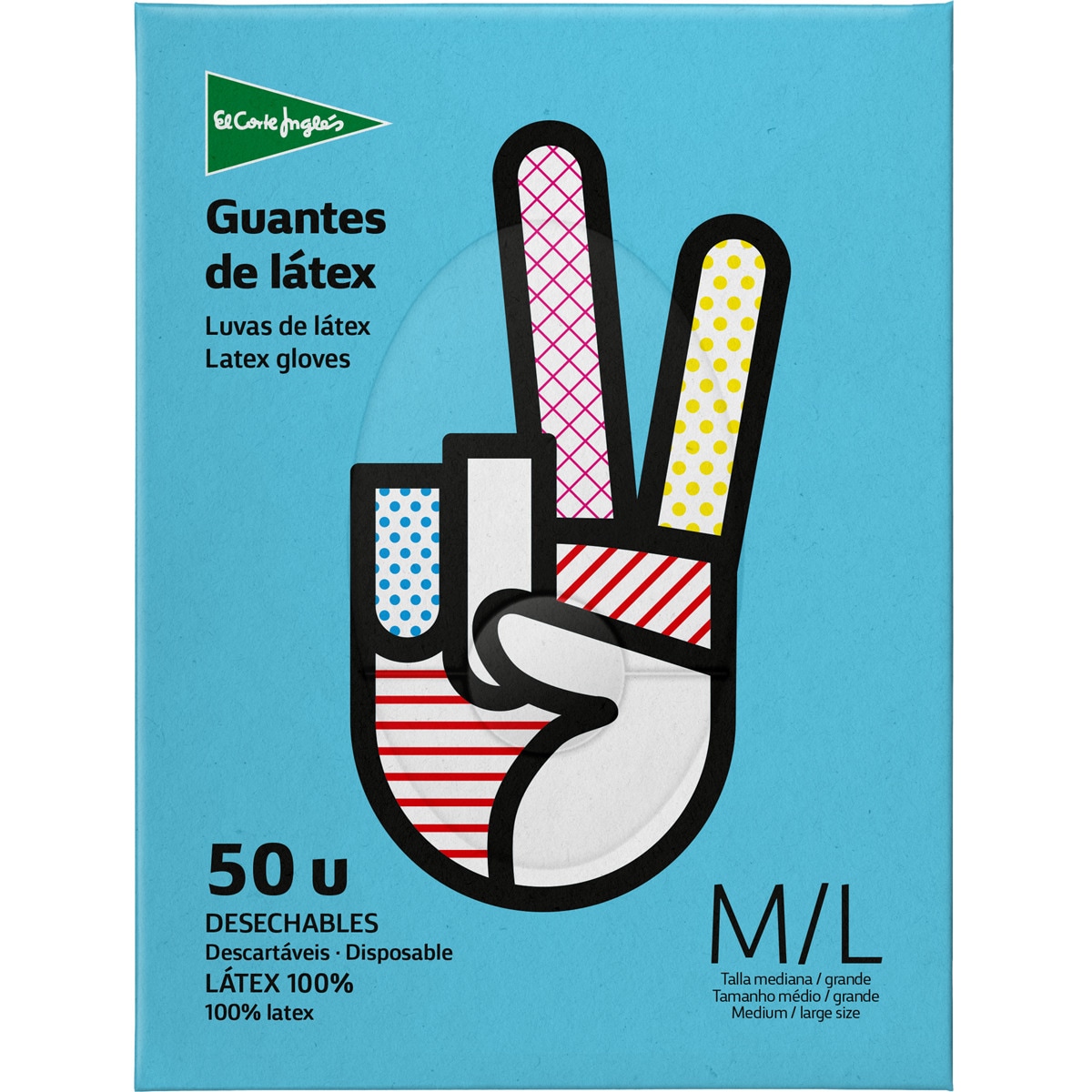 Guantes desechables de látex talla medianagrande caja 50 unidades · EL