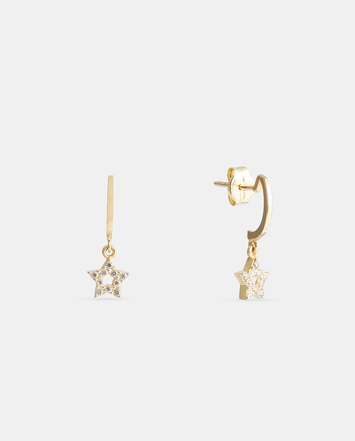 Pendientes de niña Estrella de oro y circonita