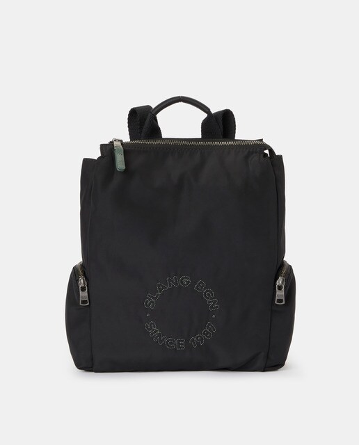 black backpack with side pockets